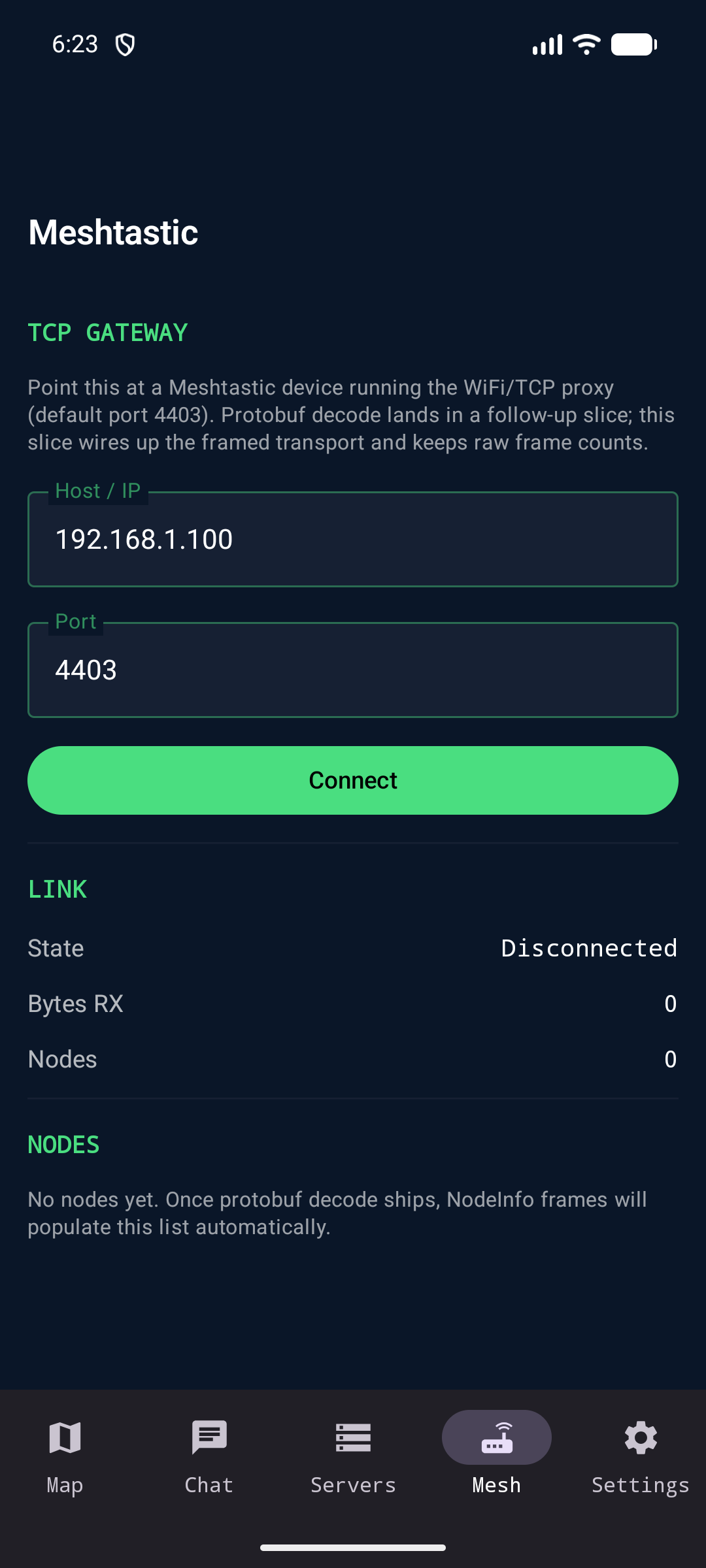 OmniTAK Meshtastic mesh node list